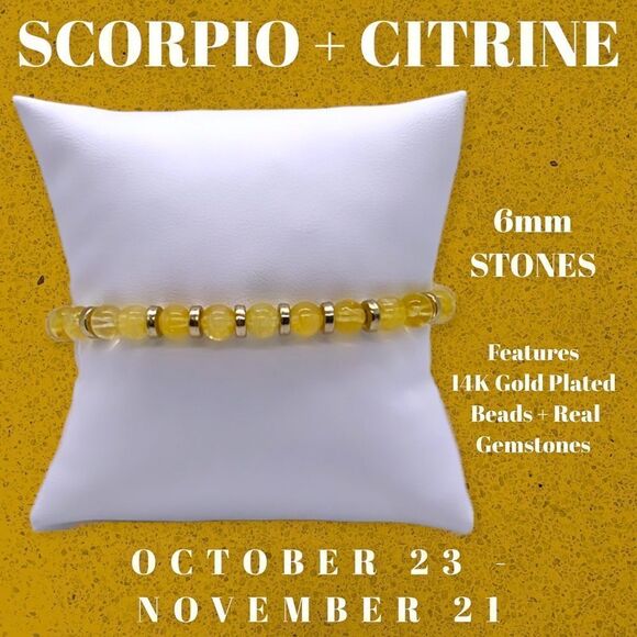 NWT Wool + Pepper Co. Scorpio + Citrine Bracelet - Zodiac x Gemstone Collection - Picture 5 of 13
